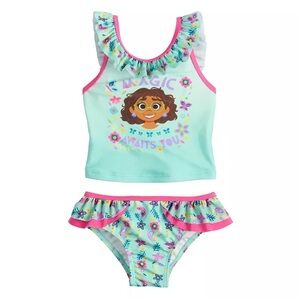 🦋 Encanto Toddler Girl Mirabel Ruffle Tankini Swimsuit UPF 50, 2-Piece, size 2T